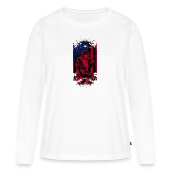 Football américain Drapeau Sports patriotiques - T-shirt manches longues Premium bio Femme - blanc - Devant - Julia (174cm)