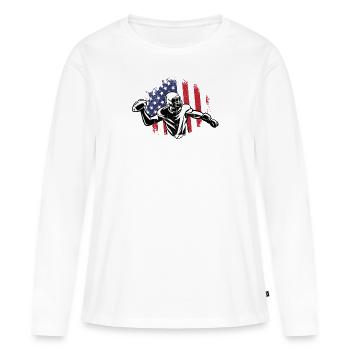 Football américain Drapeau Sports patriotiques - T-shirt manches longues Premium bio Femme - blanc - Devant - Julia (174cm)