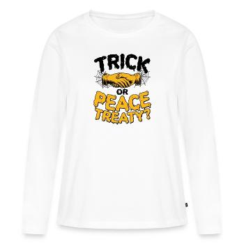 Halloween Trick Traité de paix Choix pacifiste - T-shirt manches longues Premium bio Femme - blanc - Devant - Julia (174cm)