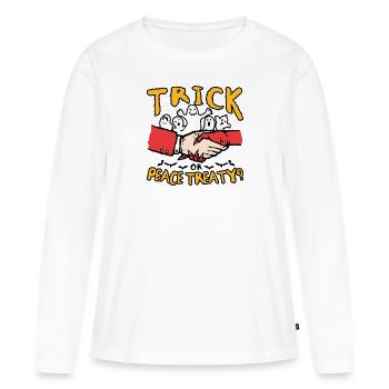 Halloween Trick Traité de paix Choix pacifiste - T-shirt manches longues Premium bio Femme - blanc - Devant - Julia (174cm)