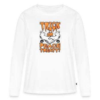 Halloween Trick Traité de paix Choix pacifiste - T-shirt manches longues Premium bio Femme - blanc - Devant - Julia (174cm)