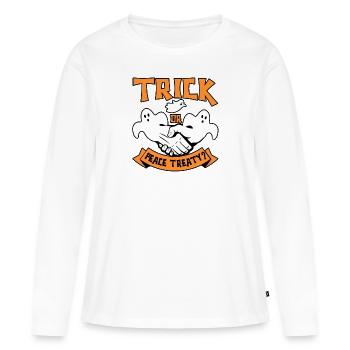 Halloween Trick Traité de paix Choix pacifiste - T-shirt manches longues Premium bio Femme - blanc - Devant - Julia (174cm)
