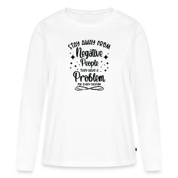 Résolution de problèmes Penseurs critiques Motivation positive - T-shirt manches longues Premium bio Femme - blanc - Devant - Julia (174cm)
