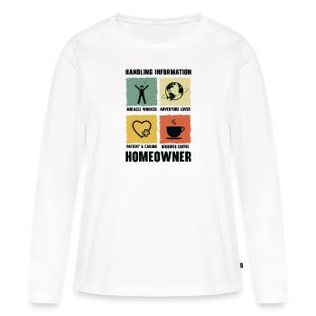 Neuer Hauseigentümer Informationen zum Umgang mit - Frauen Premium Bio Langarmshirt - Weiß - Vorne - Julia (174cm)
