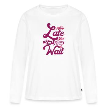 Travailleur occupé en retard - T-shirt manches longues Premium bio Femme - blanc - Devant - Julia (174cm)