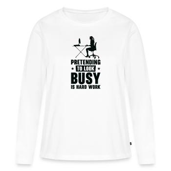 Faire semblant d’employer des employés qui travaillent dur - T-shirt manches longues Premium bio Femme - blanc - Devant - Julia (174cm)