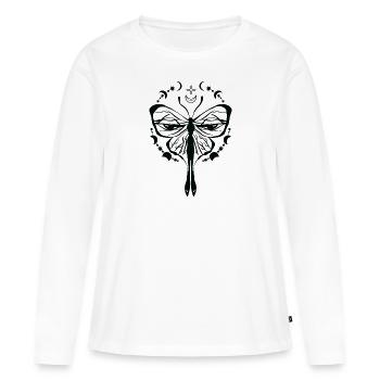 Papillon céleste mystique - T-shirt manches longues Premium bio Femme - blanc - Devant - Julia (174cm)