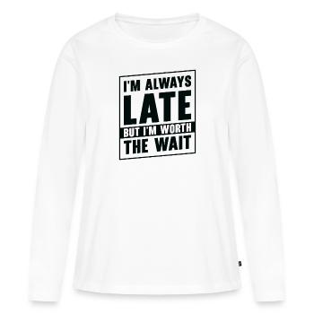 Travailleur occupé en retard - T-shirt manches longues Premium bio Femme - blanc - Devant - Julia (174cm)