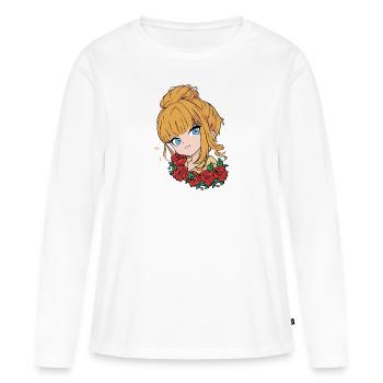Anime Stylish Cute Girl Retro Kawaii - T-shirt manches longues Premium bio Femme - blanc - Devant - Julia (174cm)