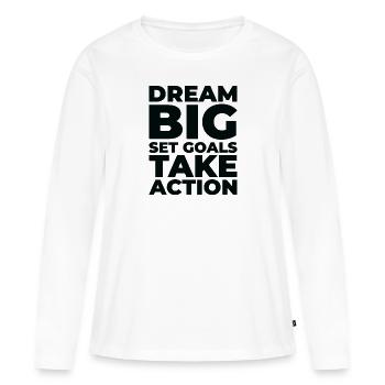 Objectif Vie Citations Message positif Motivant - T-shirt manches longues Premium bio Femme - blanc - Devant - Julia (174cm)