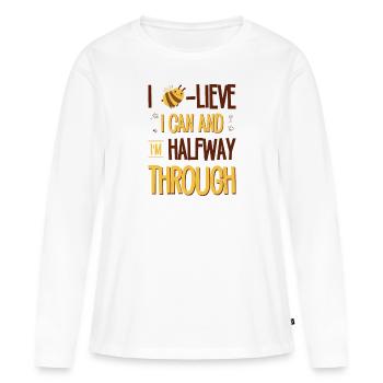 Chemises de test d’abeilles pour les participants au test - T-shirt manches longues Premium bio Femme - blanc - Devant - Julia (174cm)