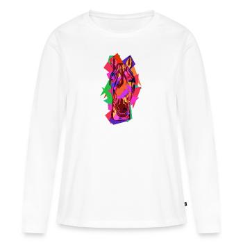 Cheval coloré Wpap Art Pop Art géométrique - T-shirt manches longues Premium bio Femme - blanc - Devant - Julia (174cm)
