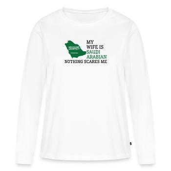 Rien ne me fait peur femme saoudienne - T-shirt manches longues Premium bio Femme - blanc - Devant - Julia (174cm)