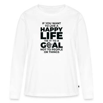 Goal Life Quotes Happy Positive Message - T-shirt manches longues Premium bio Femme - blanc - Devant - Julia (174cm)
