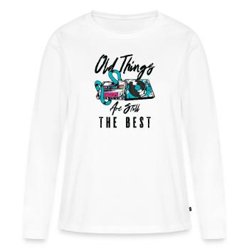 Antiquariat Vinyl Kassette Musik Vintage Liebhaber - Frauen Premium Bio Langarmshirt - Weiß - Vorne - Julia (174cm)