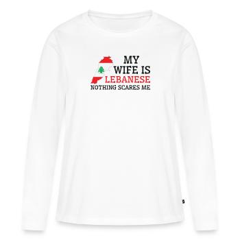 Rien ne me fait peur, épouse libanaise - T-shirt manches longues Premium bio Femme - blanc - Devant - Julia (174cm)
