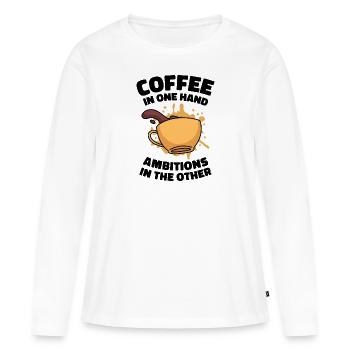 Ambition Objectif Café Amateur Citations de motivation - T-shirt manches longues Premium bio Femme - blanc - Devant - Julia (174cm)