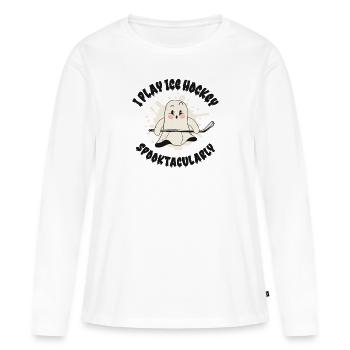 Eishockey Sport Halloween Saison Geisterspieler - Frauen Premium Bio Langarmshirt - Weiß - Vorne - Julia (174cm)