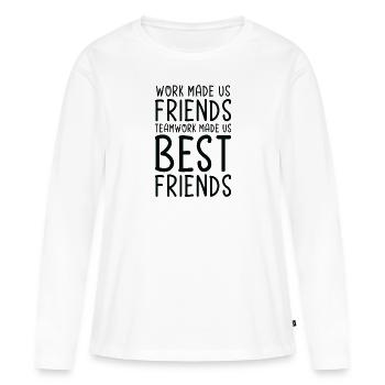 Collègue de travail Meilleur ami Travail d’équipe au bureau - T-shirt manches longues Premium bio Femme - blanc - Devant - Julia (174cm)
