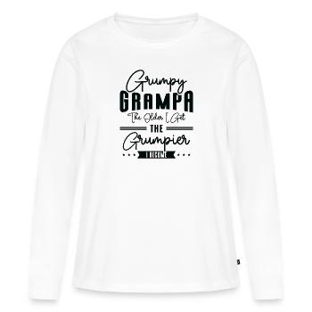 Grumpy Grandpa Vintage Typographie Vieille personne - T-shirt manches longues Premium bio Femme - blanc - Devant - Julia (174cm)