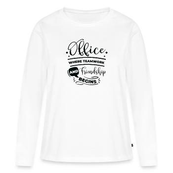 Collègue Amitié Bureau Travail Famille - T-shirt manches longues Premium bio Femme - blanc - Devant - Julia (174cm)