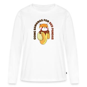 Mignon animal panda rouge banane fruit faune - T-shirt manches longues Premium bio Femme - blanc - Devant - Julia (174cm)