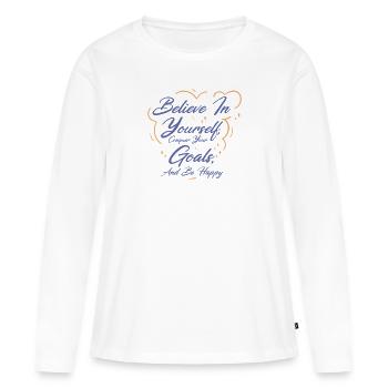 Goal Life Quotes Happy Positive Message - T-shirt manches longues Premium bio Femme - blanc - Devant - Julia (174cm)