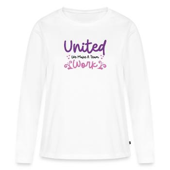 Unité entre les employés Travail de bureau - T-shirt manches longues Premium bio Femme - blanc - Devant - Julia (174cm)