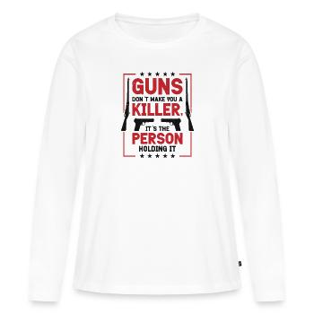 Guns Pistol Lover Gun Owner Shooting - Women's Premium Organic Long Sleeve Shirt - white - Front - Julia (174cm)