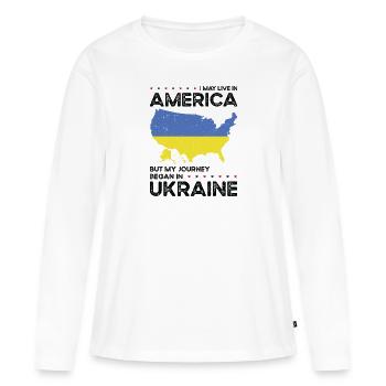 Born Ukrainian Ukraine American USA Citizenship - Women's Premium Organic Long Sleeve Shirt - white - Front - Julia (174cm)