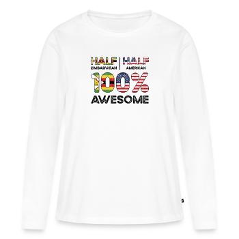 Né au Zimbabwe Zimbabwe États-Unis - T-shirt manches longues Premium bio Femme - blanc - Devant - Julia (174cm)