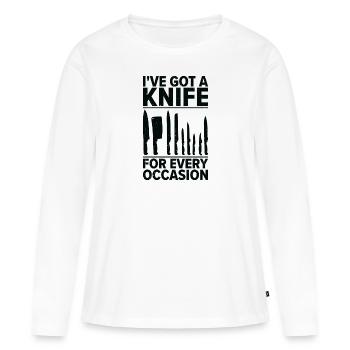 Couteaux collecteurs de couteaux - T-shirt manches longues Premium bio Femme - blanc - Devant - Julia (174cm)