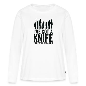 Couteaux collecteurs de couteaux - T-shirt manches longues Premium bio Femme - blanc - Devant - Julia (174cm)