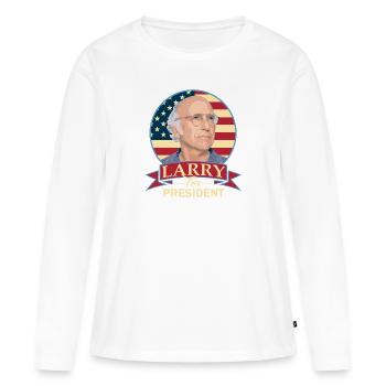 Larry pour le président - T-shirt manches longues Premium bio Femme - blanc - Devant - Julia (174cm)