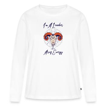 Aries Energy Astrology Leadership Astrology Fan - T-shirt manches longues Premium bio Femme - blanc - Devant - Julia (174cm)