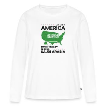 Geborener Saudi-Araber Saudi-Arabien Amerikaner - Frauen Premium Bio Langarmshirt - Weiß - Vorne - Julia (174cm)