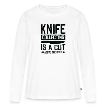 Couteaux collecteurs de couteaux - T-shirt manches longues Premium bio Femme - blanc - Devant - Julia (174cm)