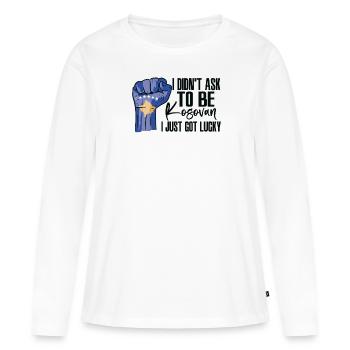 Fierté kosovare Drapeau kosova cultivé - T-shirt manches longues Premium bio Femme - blanc - Devant - Julia (174cm)