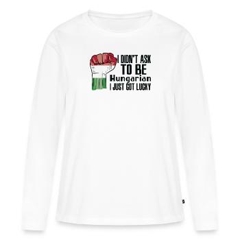 Ungarischer Stolz Ungarische Flagge Gewachsen - Frauen Premium Bio Langarmshirt - Weiß - Vorne - Julia (174cm)