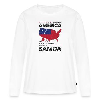 Samoan American Patriot USA Grown Samoa US Flag - Women's Premium Organic Long Sleeve Shirt - white - Front - Julia (174cm)