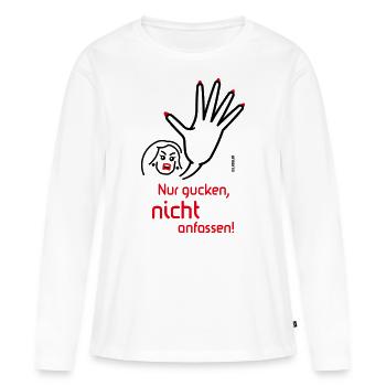 Nur Gucken, Nicht Anfassen! (Angry / 2C) - Frauen Premium Bio Langarmshirt - Weiß - Vorne - Julia (174cm)