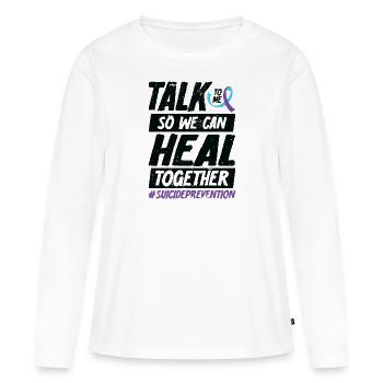 Sensibilisation à la prévention du suicide 988 - T-shirt manches longues Premium bio Femme - blanc - Devant - Julia (174cm)