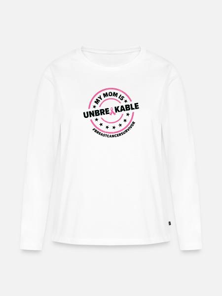 Brustkrebs-Bewusstseinsmonat Schleife - Frauen Premium Bio Langarmshirt - Weiß