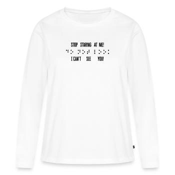 Braille Blind Blindness Awareness Visually - Women's Premium Organic Long Sleeve Shirt - white - Front - Julia (174cm)