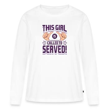 Missionnaire mormon SDJ Cette fille s’appelle - T-shirt manches longues Premium bio Femme - blanc - Devant - Julia (174cm)