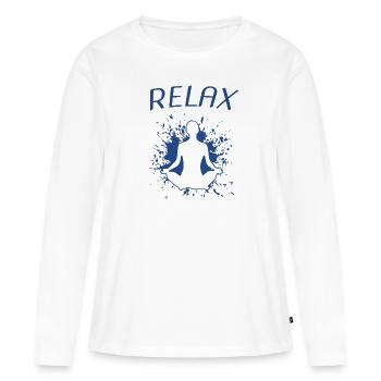 RELAX - Frauen Premium Bio Langarmshirt - Weiß - Vorne - Julia (174cm)