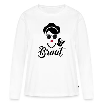 Mariée poule fête célébration poule - T-shirt manches longues Premium bio Femme - blanc - Devant - Julia (174cm)