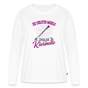 Klarinetten Klarinette Mädchen Geschenkidee - Frauen Premium Bio Langarmshirt - Weiß - Vorne - Julia (174cm)
