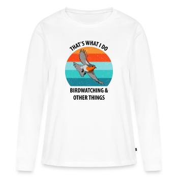 Observation des oiseaux Observation des oiseaux Observation des oiseaux - T-shirt manches longues Premium bio Femme - blanc - Devant - Julia (174cm)