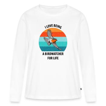Observation des oiseaux Observation des oiseaux Observation des oiseaux - T-shirt manches longues Premium bio Femme - blanc - Devant - Julia (174cm)